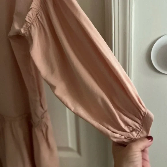 Free People Peach/pink Button Down Babydoll Mini Dress. Oversized. Size S. EUC! - Picture 6 of 12